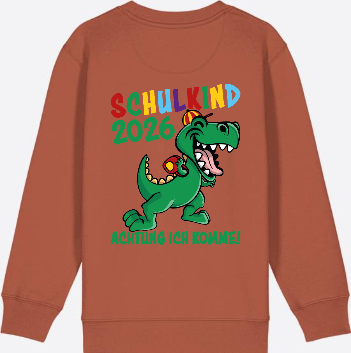 Sweatshirt Schulkind 2026: Achtung ich komme! bunt - Heritage Brown