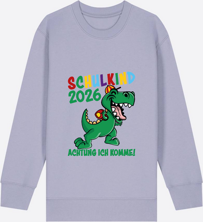 Sweatshirt Schulkind 2026: Achtung ich komme! bunt - Lavender Herzseite