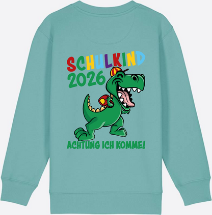 Sweatshirt Schulkind 2026: Achtung ich komme! bunt - Teal Monstera