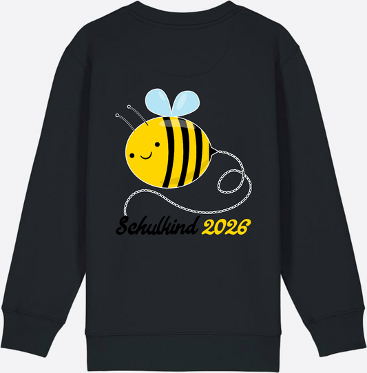Sweatshirt Schulkind 2026 Biene – Geschenk zur Einschulung - Black