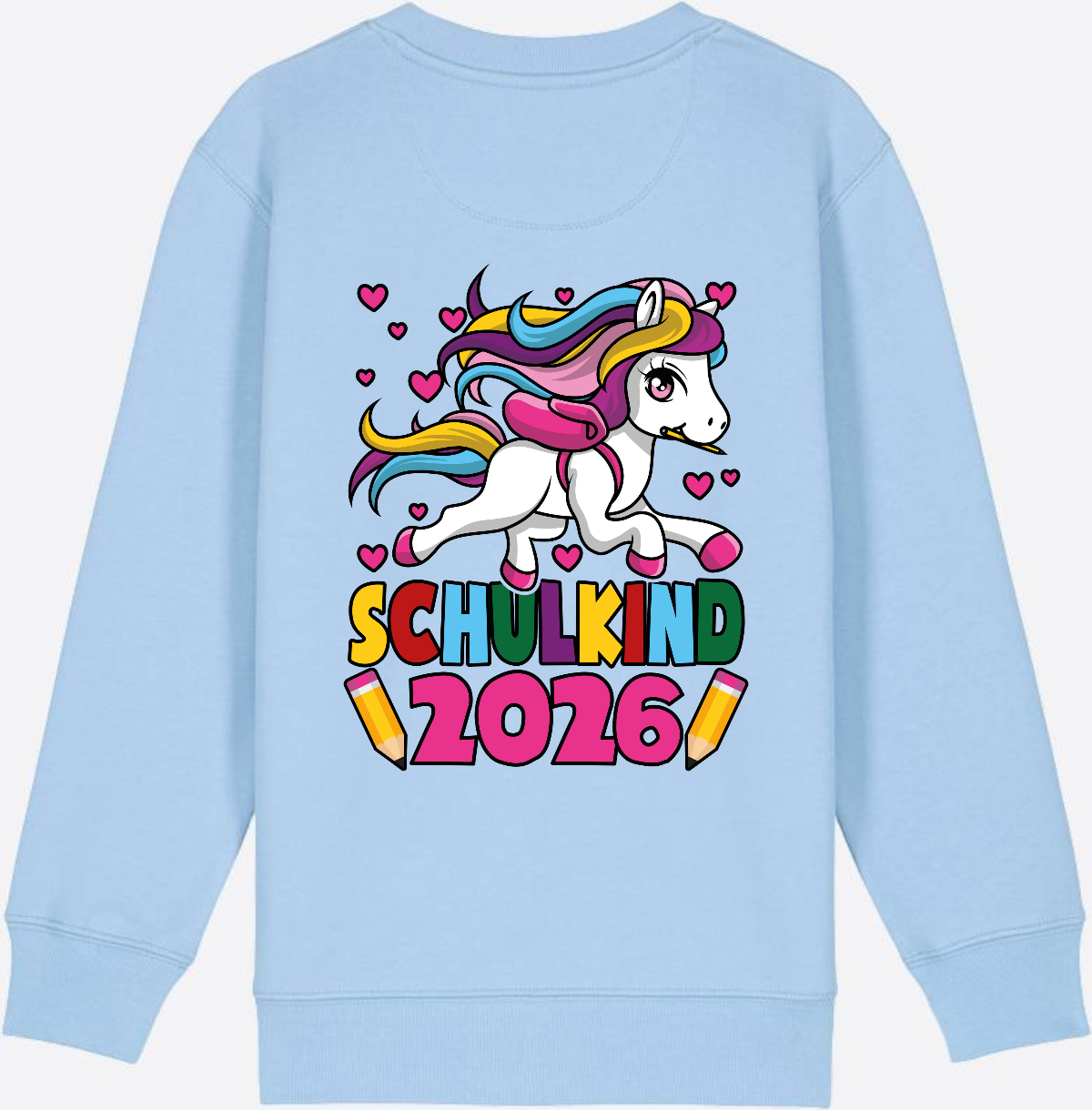Sweatshirt Schulkind 2026 Einhorn – Personalisiert mit Name - Blue Soul