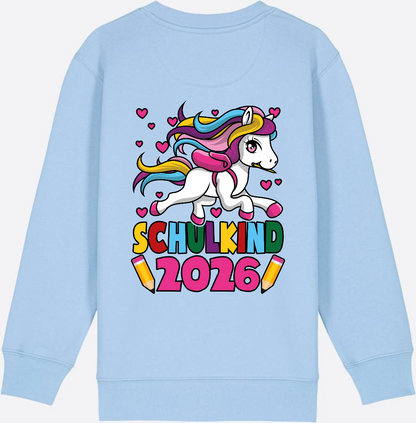 Sweatshirt Schulkind 2026 Einhorn – Personalisiert mit Name - Blue Soul