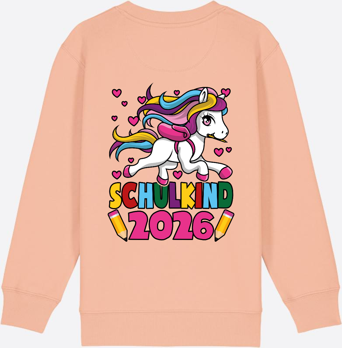 Sweatshirt Schulkind 2026 Einhorn – Personalisiert mit Name - Fraiche Peche