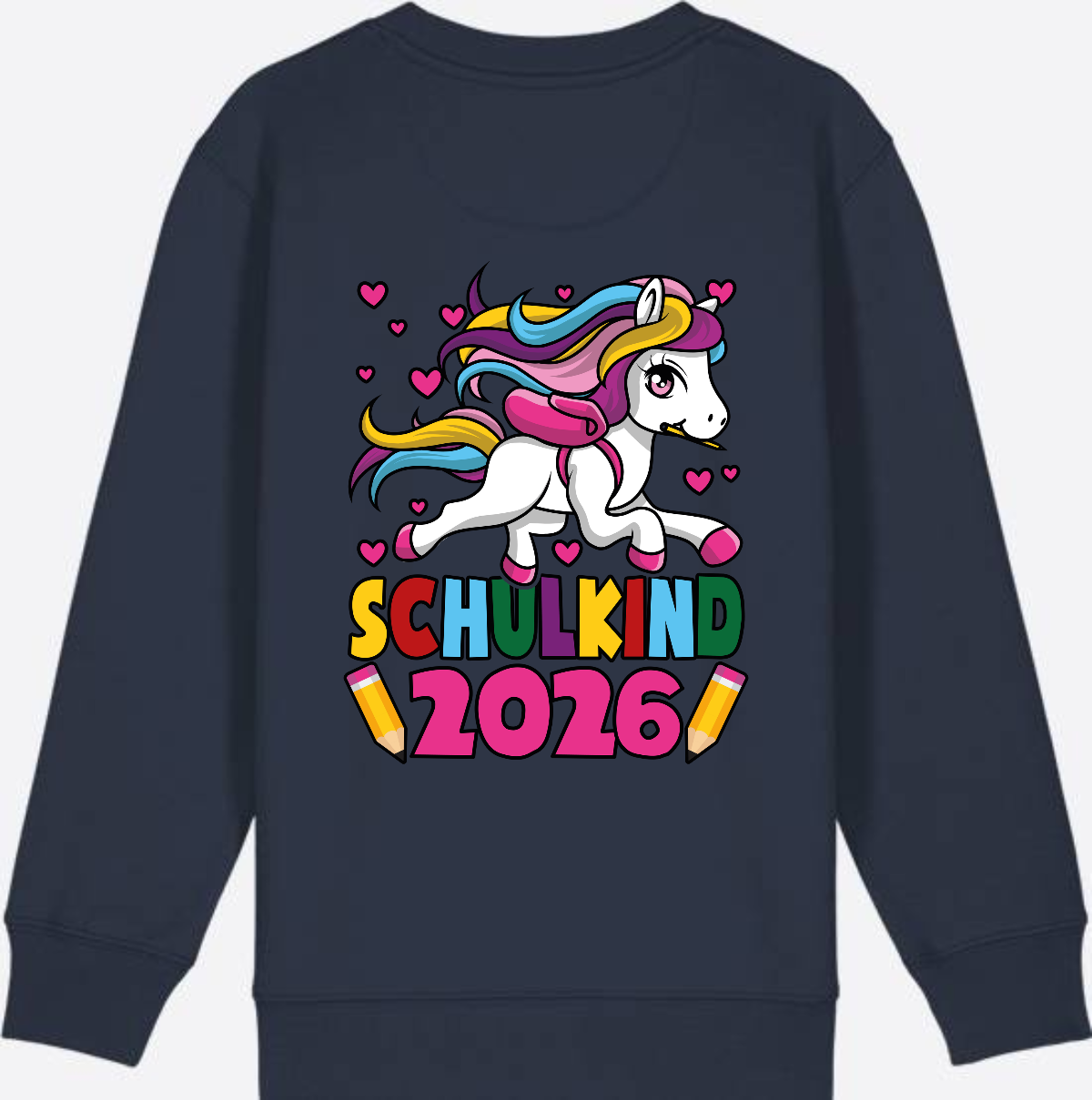 Sweatshirt Schulkind 2026 Einhorn – Personalisiert mit Name - French Navy
