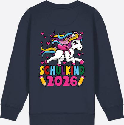 Sweatshirt Schulkind 2026 Einhorn – Personalisiert mit Name - French Navy