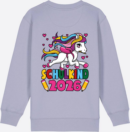 Sweatshirt Schulkind 2026 Einhorn – Personalisiert mit Name - Lavender