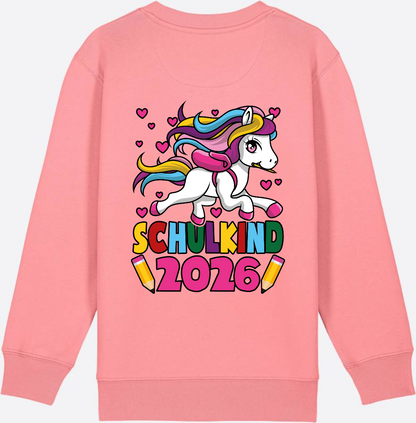 Sweatshirt Schulkind 2026 Einhorn – Personalisiert mit Name - Pink Joy