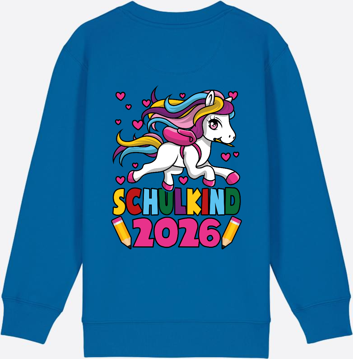 Sweatshirt Schulkind 2026 Einhorn – Personalisiert mit Name - Royal Blue