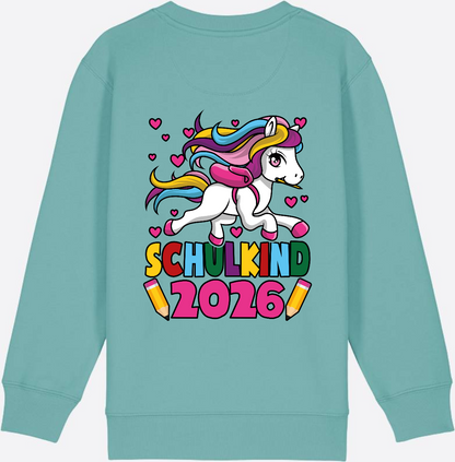 Sweatshirt Schulkind 2026 Einhorn – Personalisiert mit Name - Teal Monstera