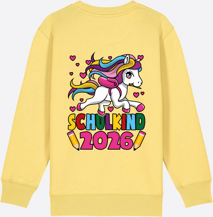 Sweatshirt Schulkind 2026 Einhorn – Personalisiert mit Name - Viva Yellow