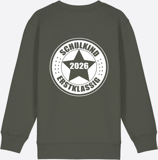 Sweatshirt Schulkind 2026 Erstklassig – Geschenk Schulanfang - Khaki