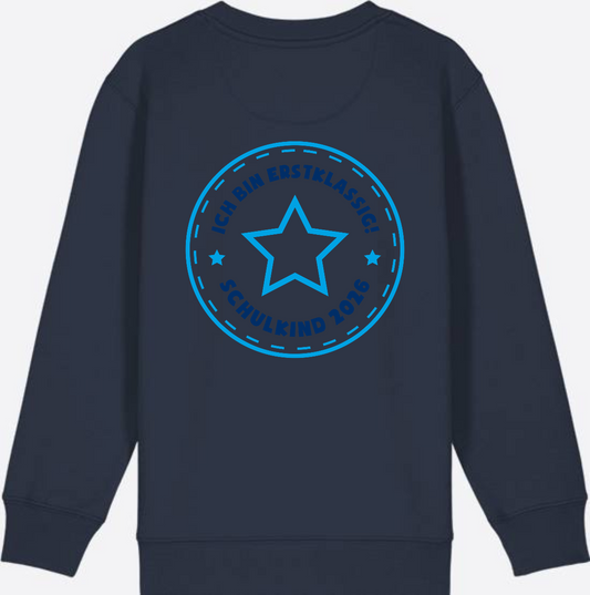 Sweatshirt Schulkind 2026 – Ich bin erstklassig Stern Blau - French Navy