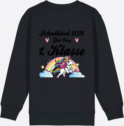 Sweatshirt Schulkind 2026 Pferd - Erstklassig mit Name - Black