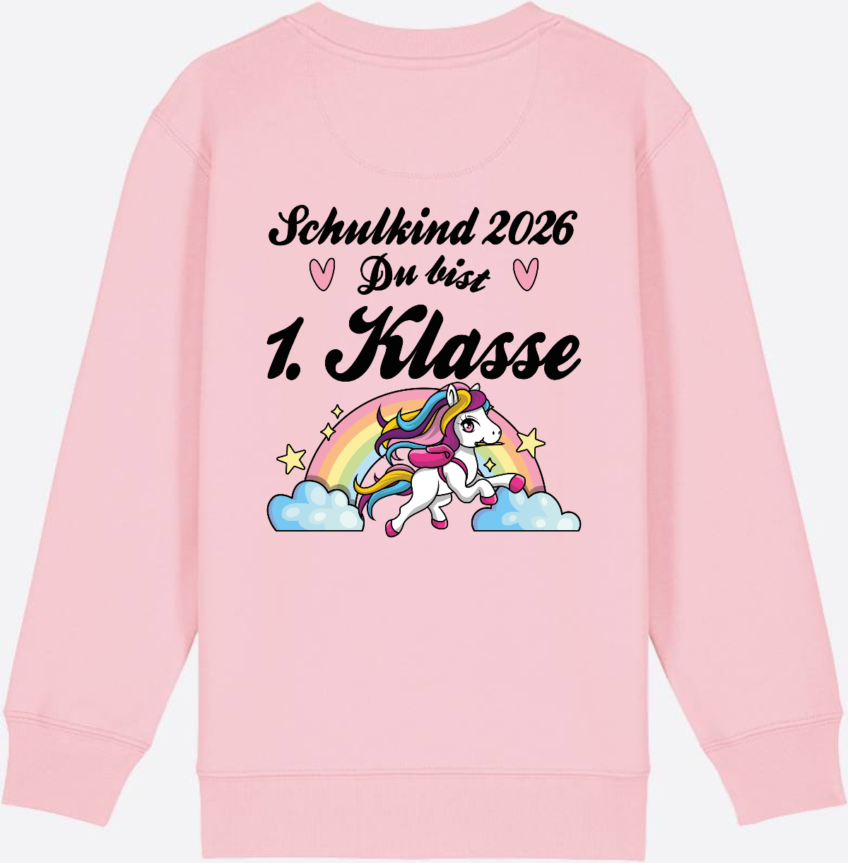 Sweatshirt Schulkind 2026 Pferd - Erstklassig mit Name - Cotton Pink