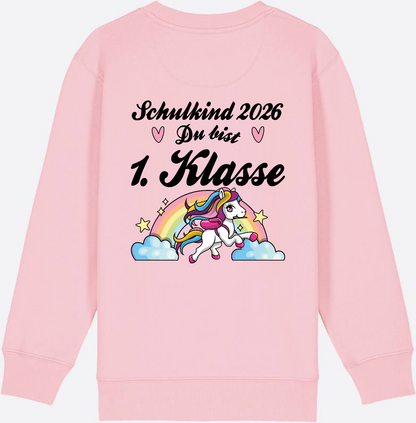 Sweatshirt Schulkind 2026 Pferd - Erstklassig mit Name - Cotton Pink