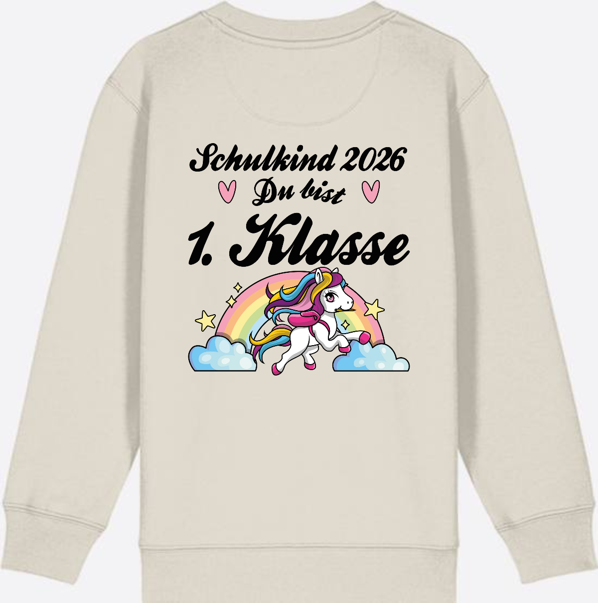 Sweatshirt Schulkind 2026 Pferd - Erstklassig mit Name - Eco Heather