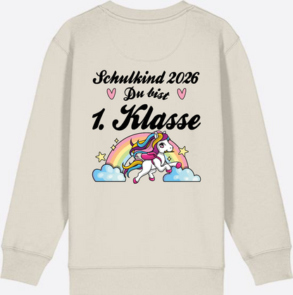 Sweatshirt Schulkind 2026 Pferd - Erstklassig mit Name - Eco Heather