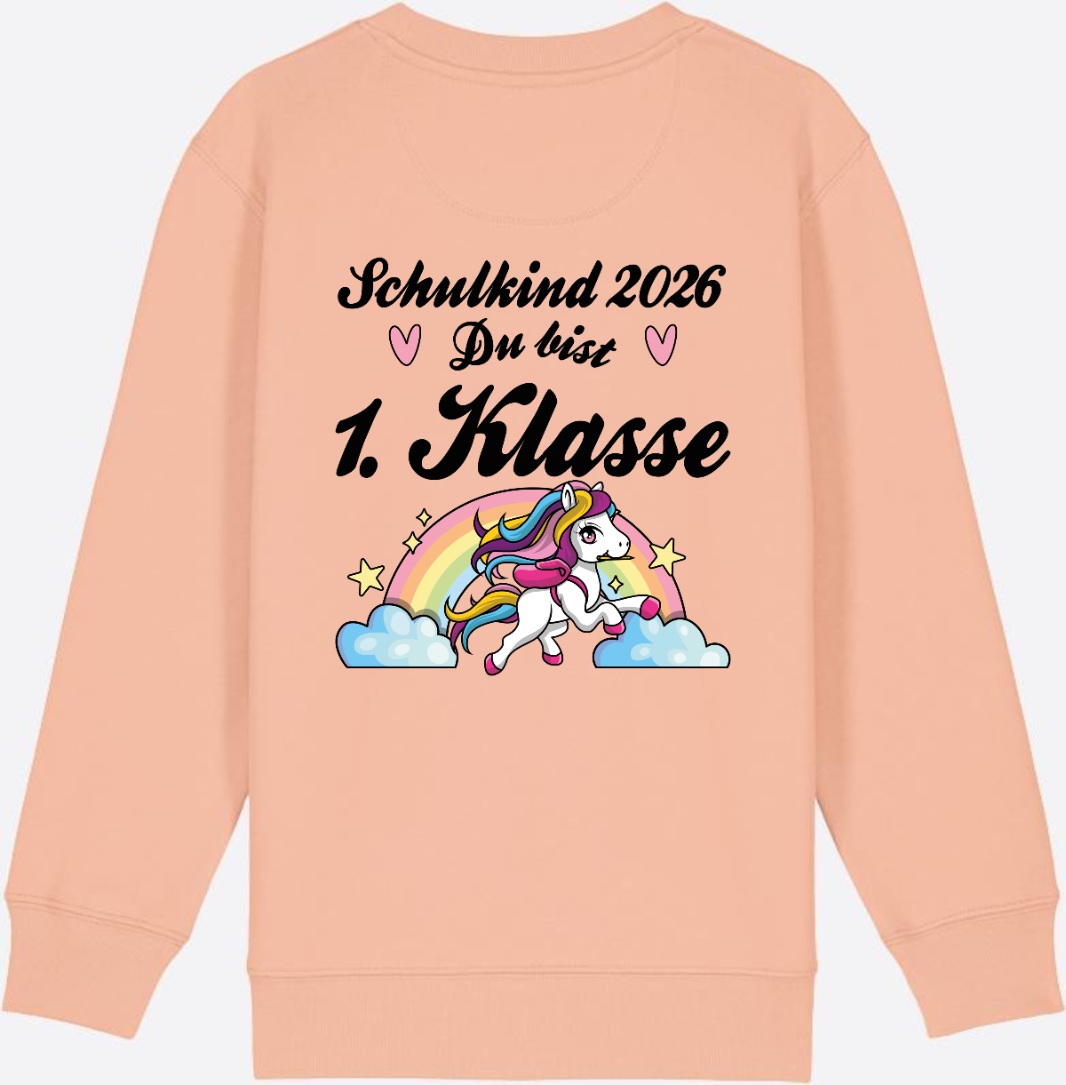 Sweatshirt Schulkind 2026 Pferd - Erstklassig mit Name - Fraiche Peche