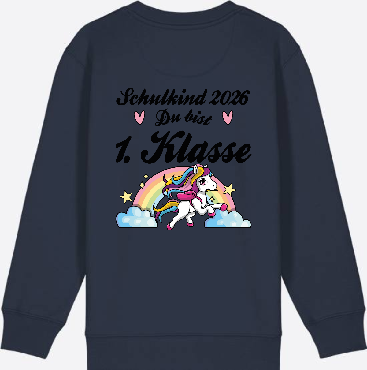 Sweatshirt Schulkind 2026 Pferd - Erstklassig mit Name - French Navy