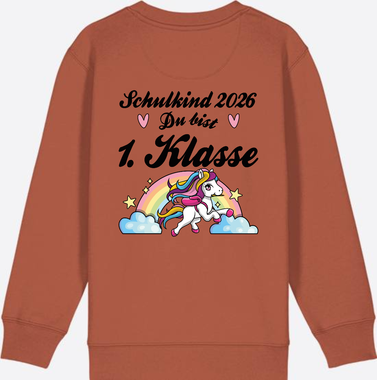 Sweatshirt Schulkind 2026 Pferd - Erstklassig mit Name - Heritage Brown