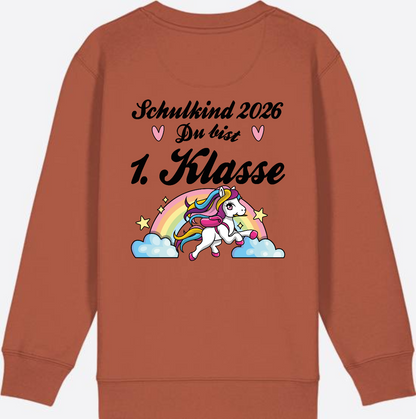 Sweatshirt Schulkind 2026 Pferd - Erstklassig mit Name - Heritage Brown
