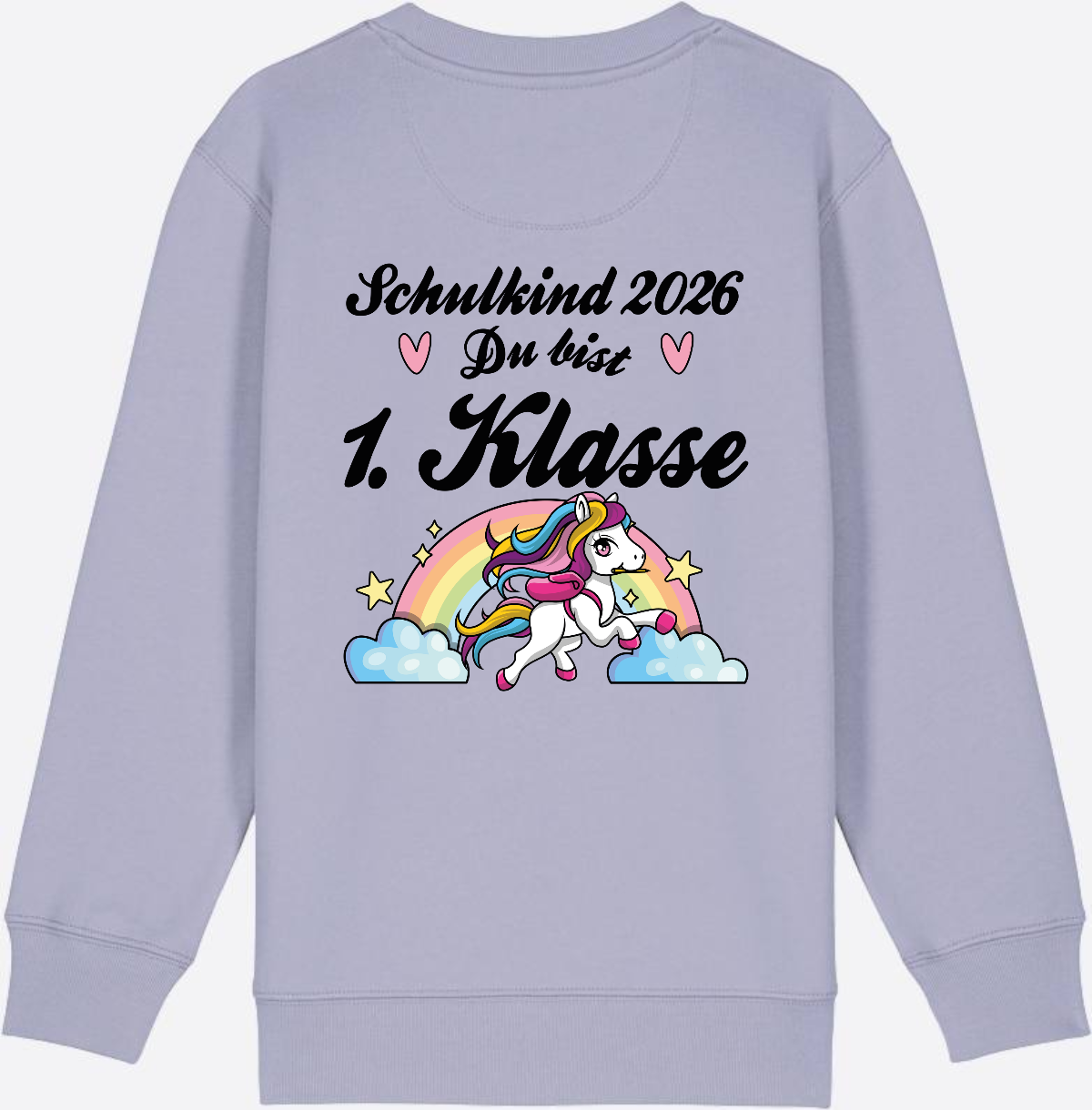 Sweatshirt Schulkind 2026 Pferd - Erstklassig mit Name - Lavender
