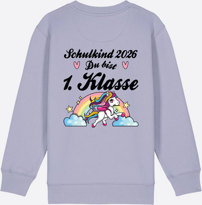 Sweatshirt Schulkind 2026 Pferd - Erstklassig mit Name - Lavender