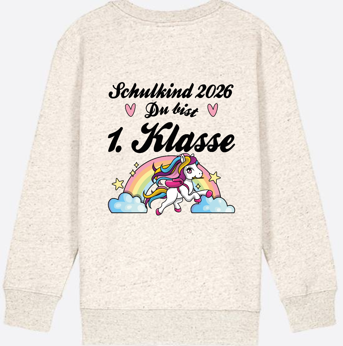 Sweatshirt Schulkind 2026 Pferd - Erstklassig mit Name - Natural Raw