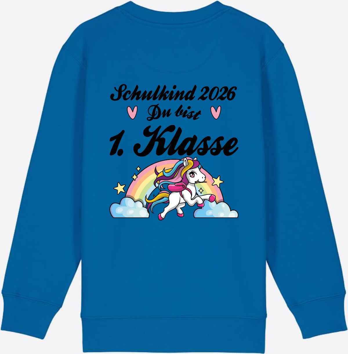Sweatshirt Schulkind 2026 Pferd - Erstklassig mit Name - Royal Blue