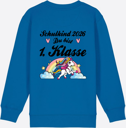 Sweatshirt Schulkind 2026 Pferd - Erstklassig mit Name - Royal Blue