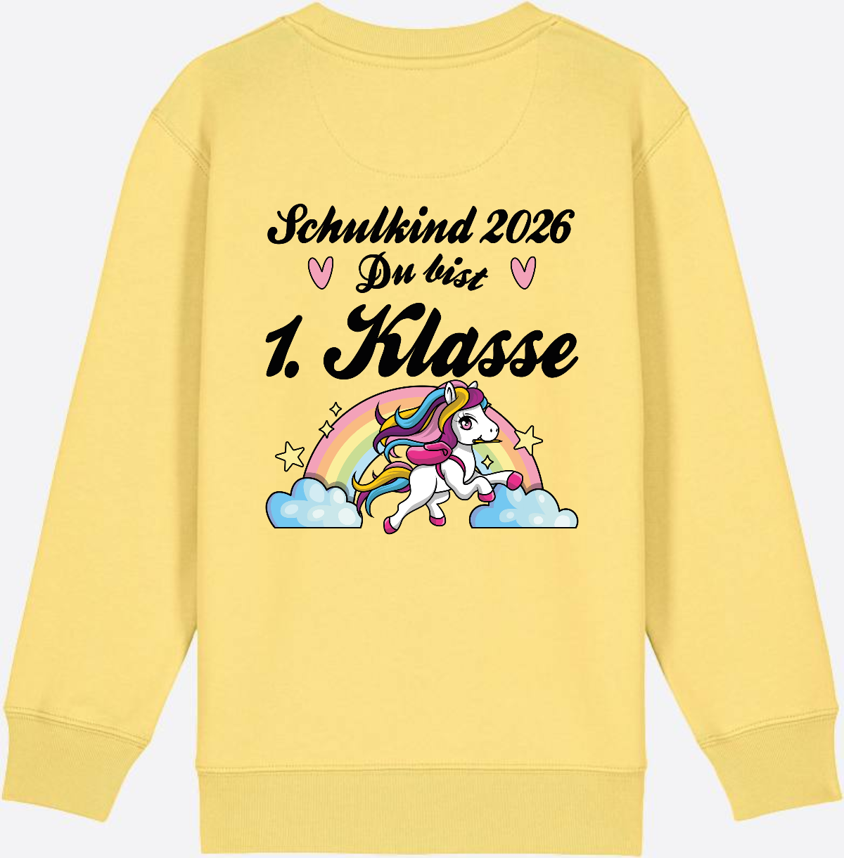 Sweatshirt Schulkind 2026 Pferd - Erstklassig mit Name - Viva Yellow