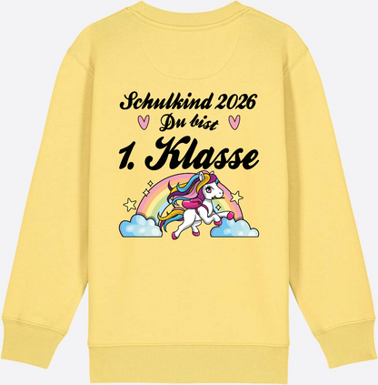 Sweatshirt Schulkind 2026 Pferd - Erstklassig mit Name - Viva Yellow