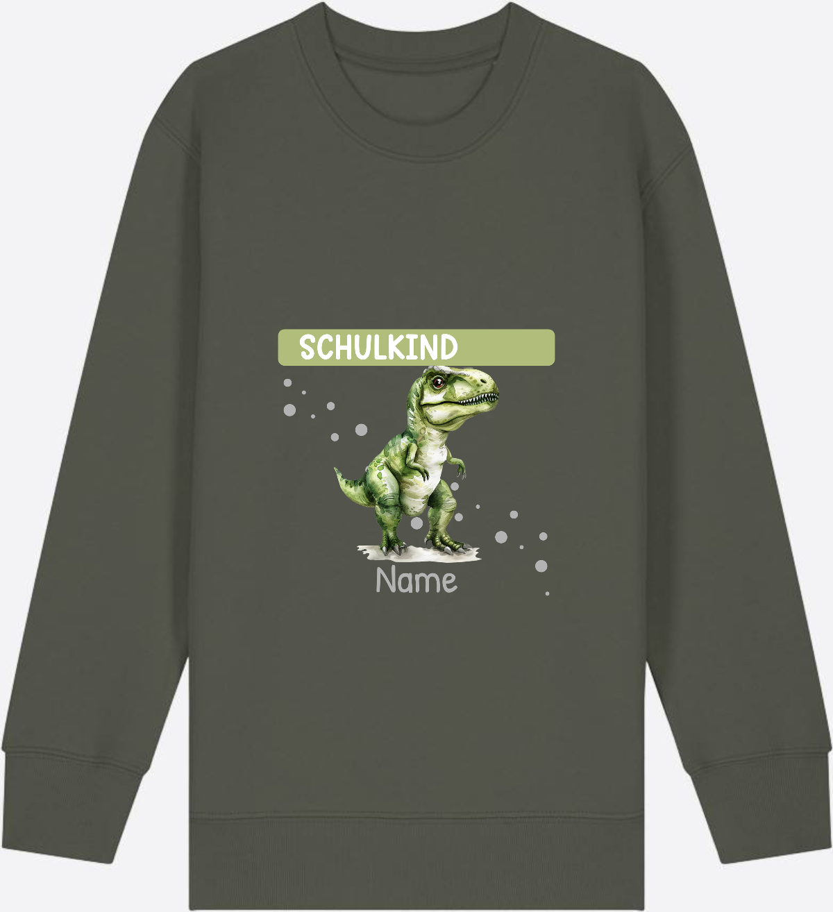 Sweatshirt zur Einschulung – Geschenk mit Namen personalisiert - Khaki Herzseite