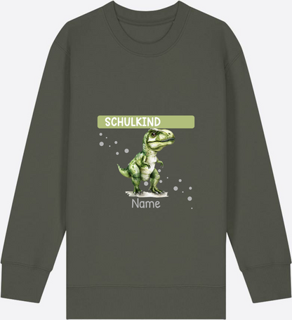 Sweatshirt zur Einschulung – Geschenk mit Namen personalisiert - Khaki Herzseite
