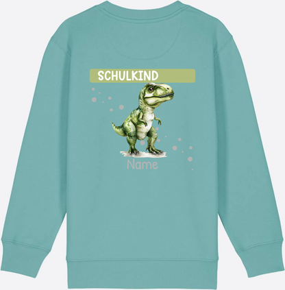 Sweatshirt zur Einschulung – Geschenk mit Namen personalisiert - Teal Monstera