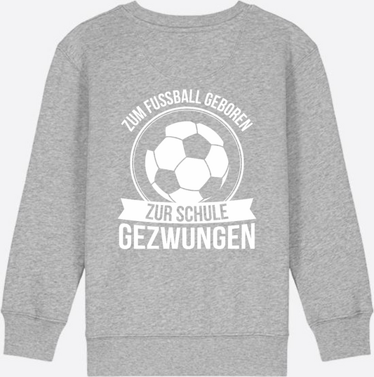 Sweatshirt zur Einschulung – Zum Fußball geboren mit Name - Heather Grey