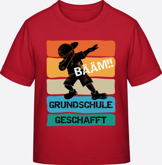 T-Shirt "Bääm Grundschule geschafft!" – Personalisiert mit Name - Red