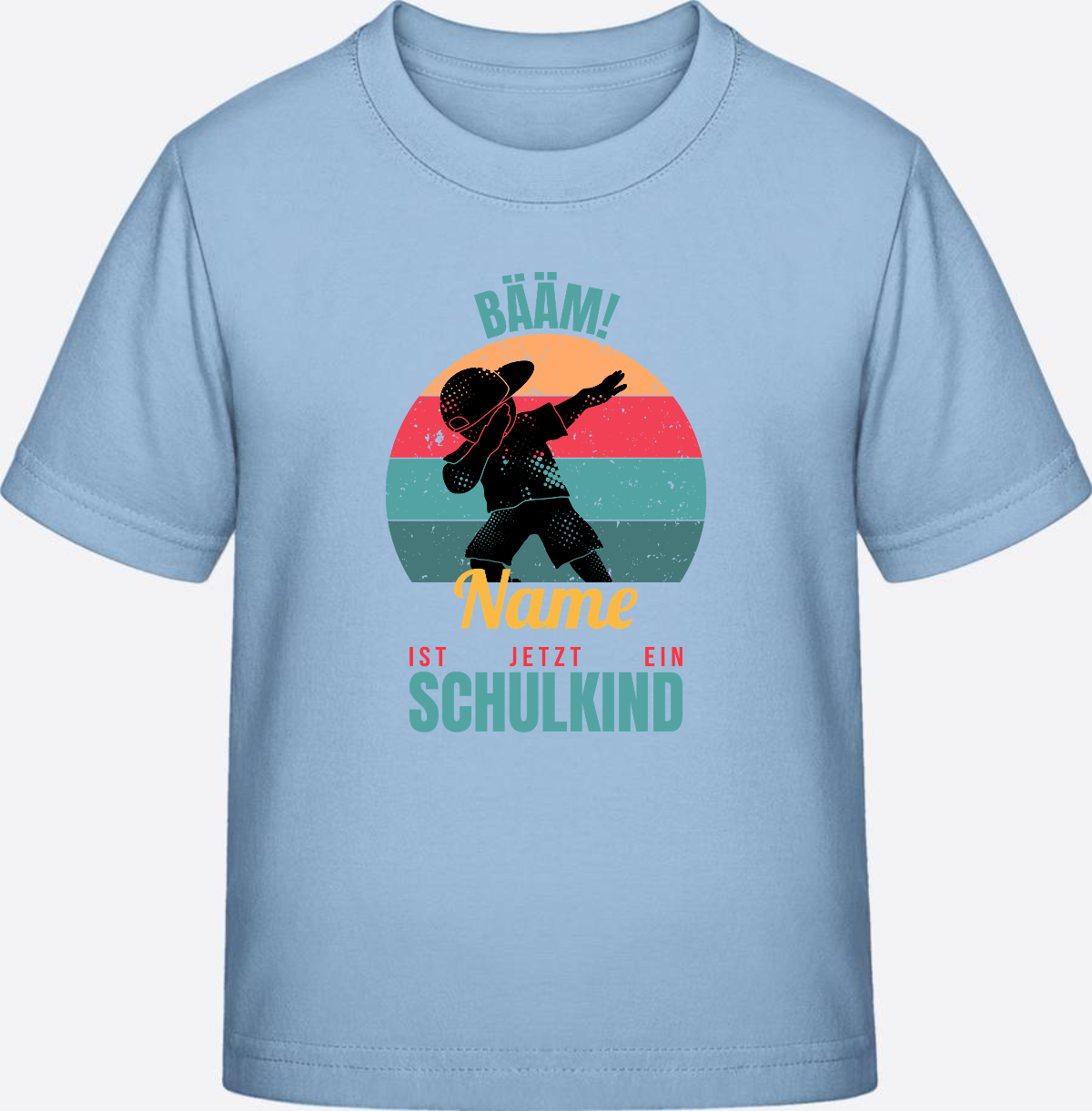 T-Shirt BÄÄM Schulkind mit Name – Geschenk zur Einschulung - Blue Soul