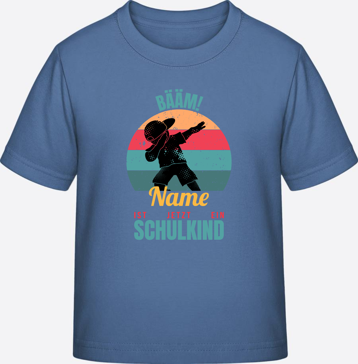 T-Shirt BÄÄM Schulkind mit Name – Geschenk zur Einschulung - Bright Blue