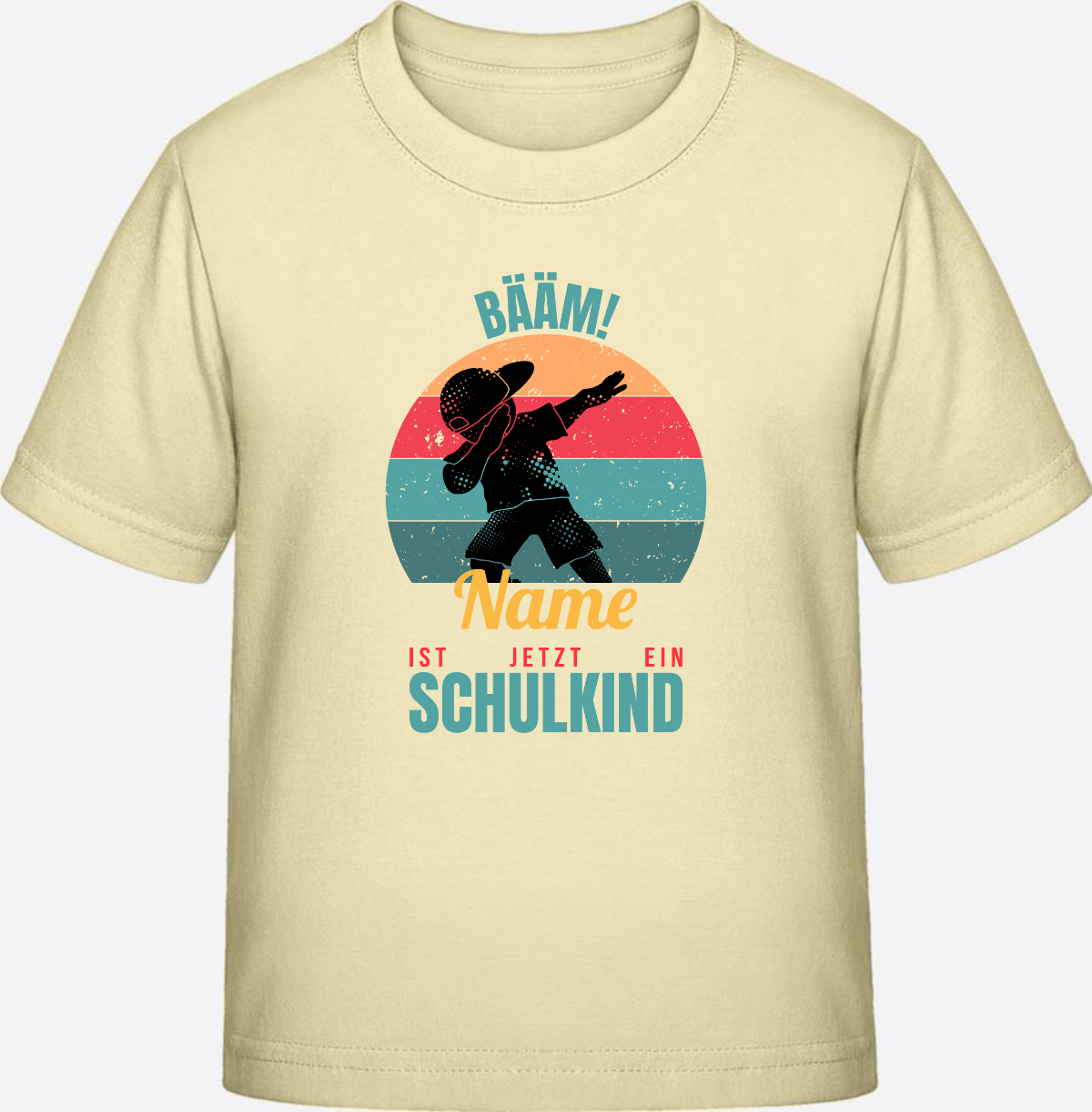 T-Shirt BÄÄM Schulkind mit Name – Geschenk zur Einschulung - Butter