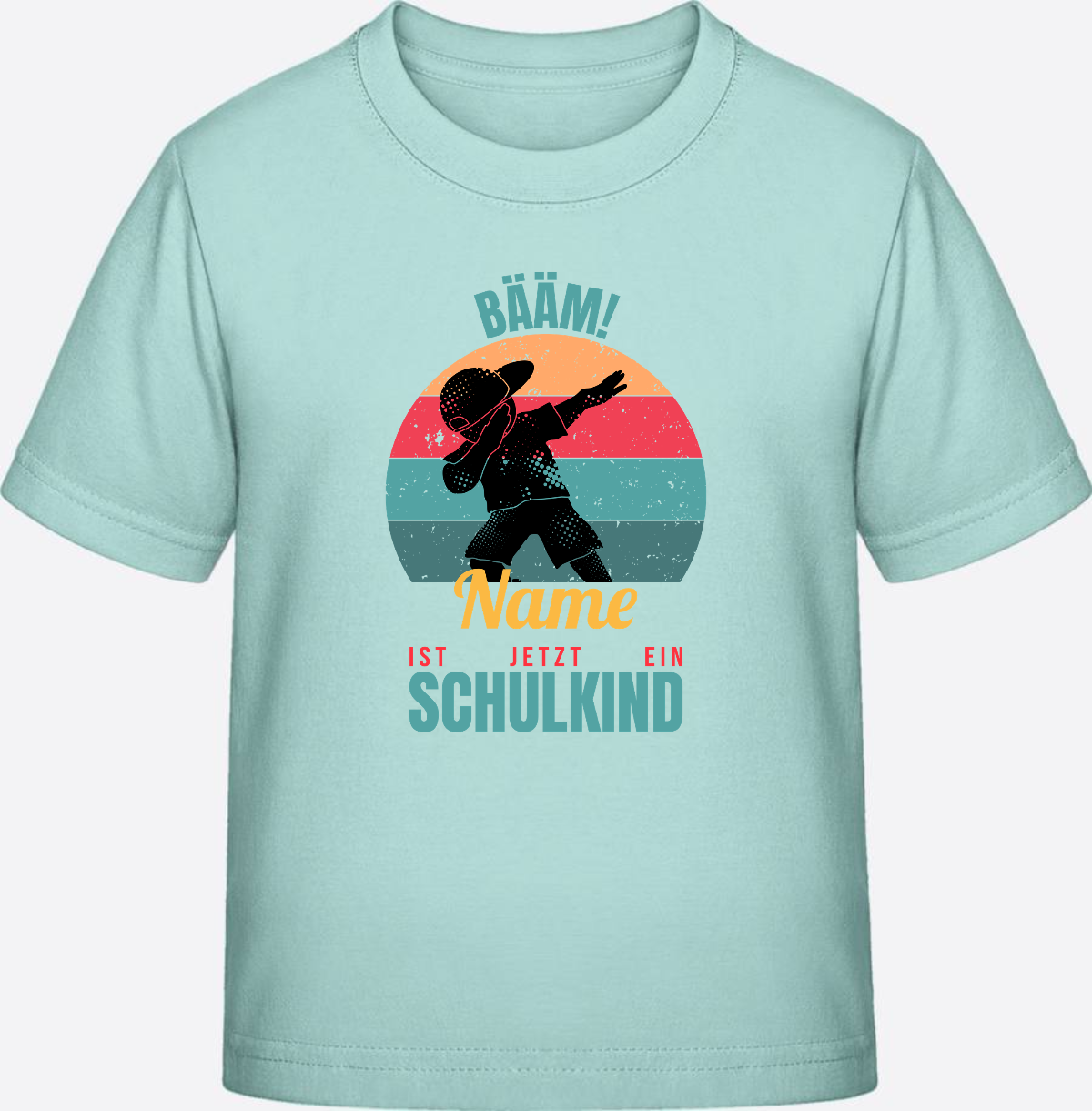 T-Shirt BÄÄM Schulkind mit Name – Geschenk zur Einschulung - Caribbean Blue