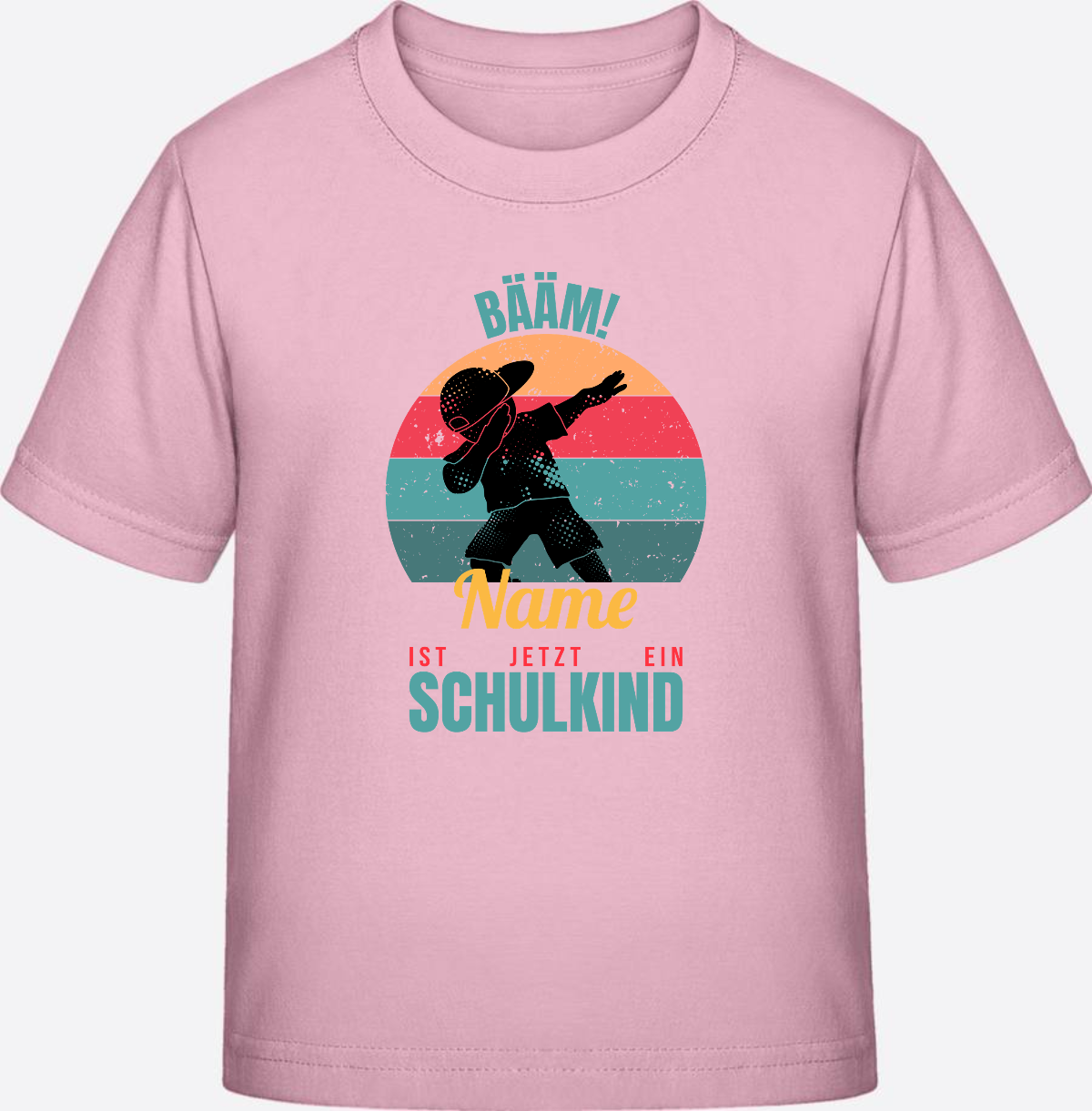 T-Shirt BÄÄM Schulkind mit Name – Geschenk zur Einschulung - Cotton Pink