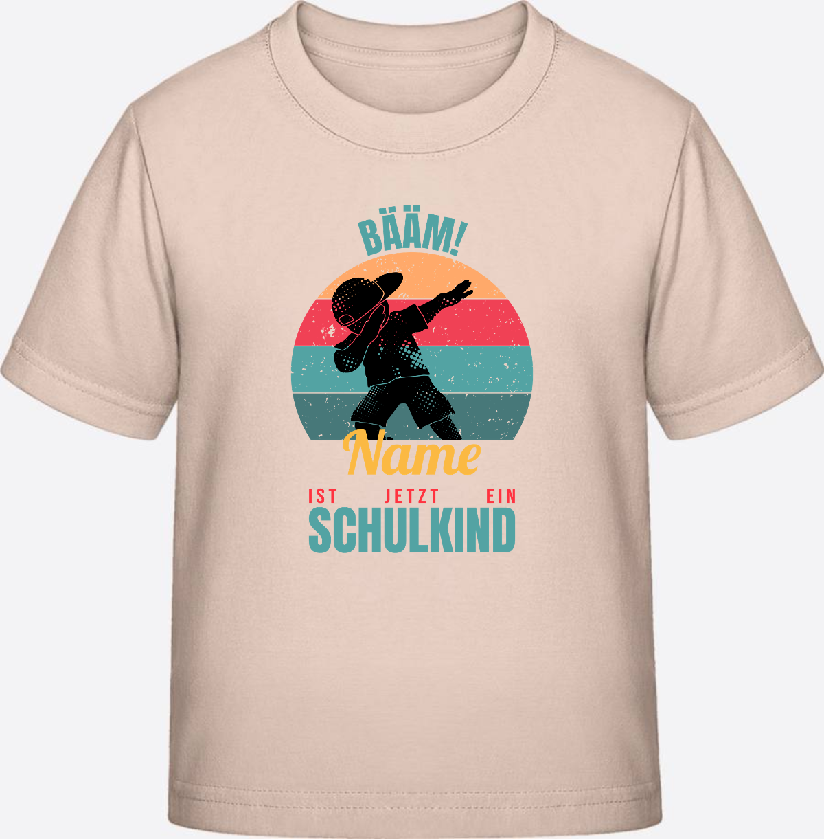 T-Shirt BÄÄM Schulkind mit Name – Geschenk zur Einschulung - Eco-Heather