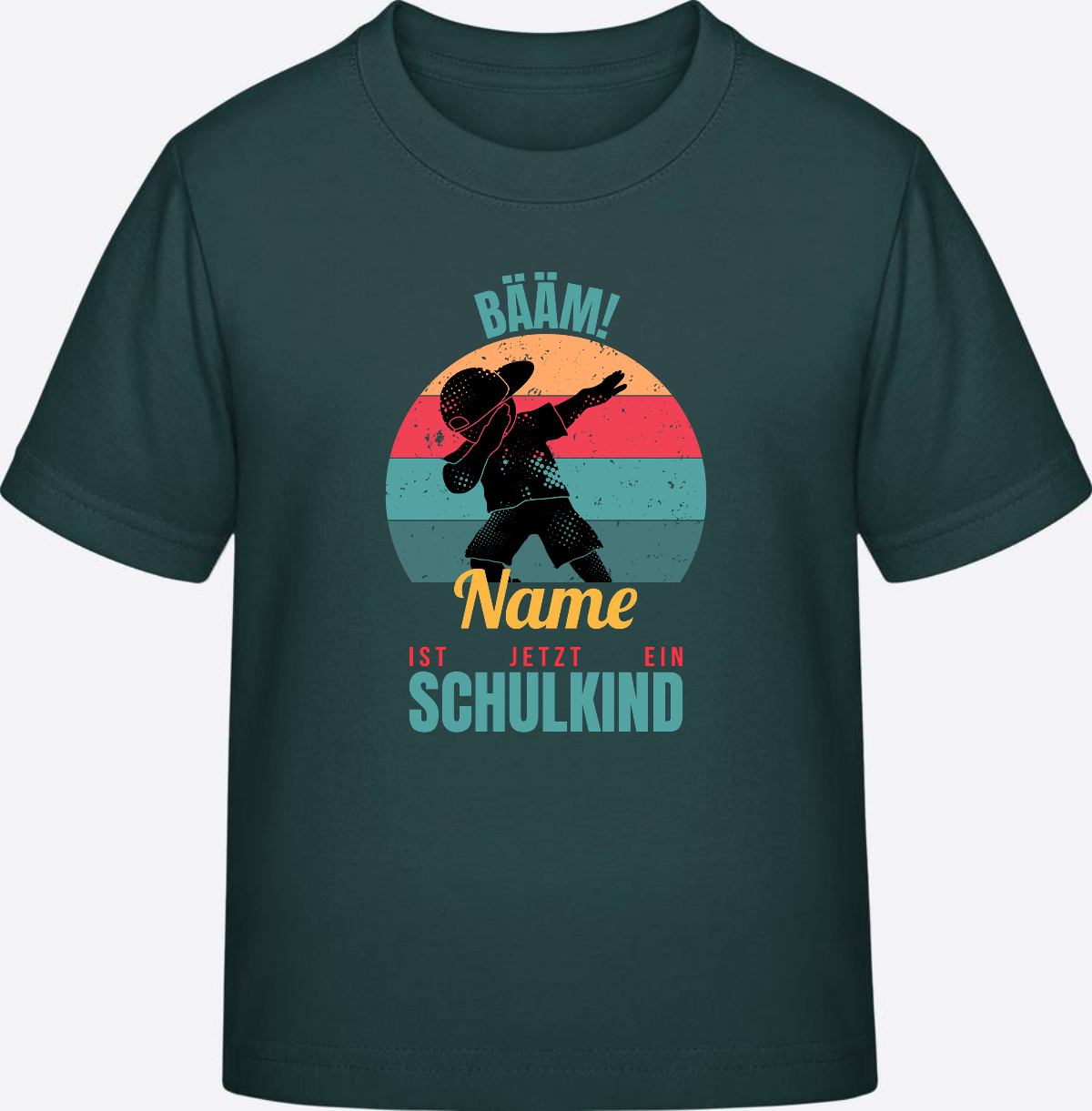 T-Shirt BÄÄM Schulkind mit Name – Geschenk zur Einschulung - Glazed Green