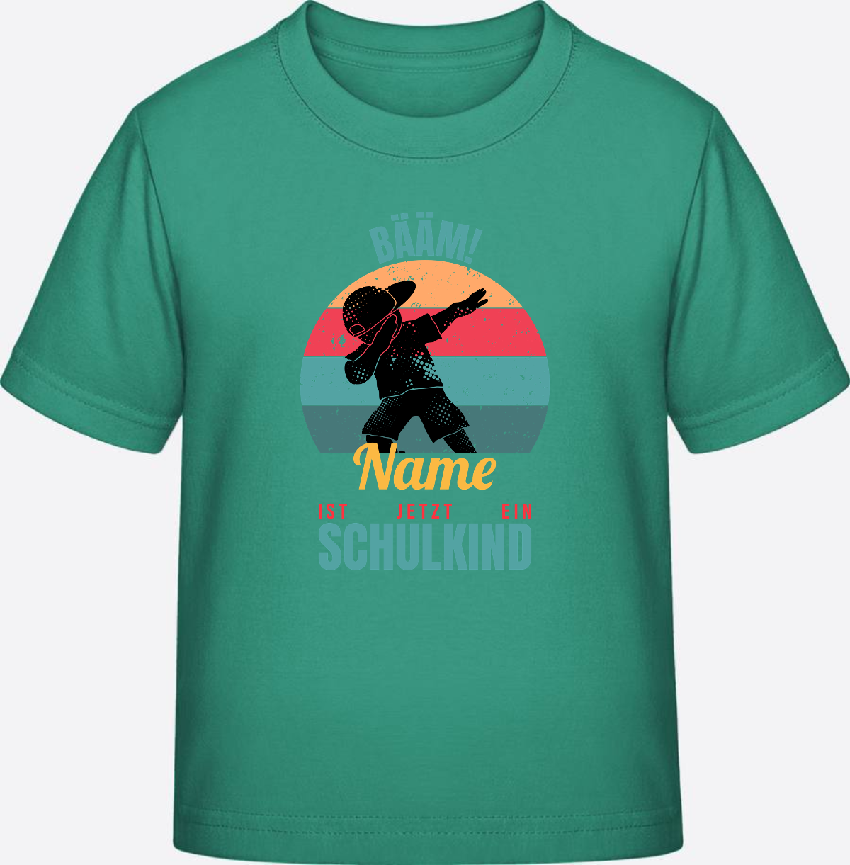 T-Shirt BÄÄM Schulkind mit Name – Geschenk zur Einschulung - Go Green