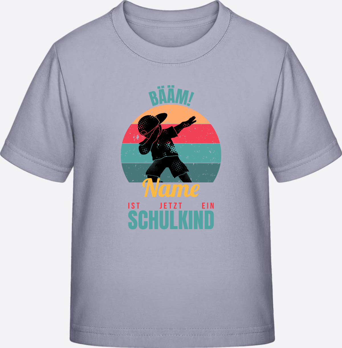 T-Shirt BÄÄM Schulkind mit Name – Geschenk zur Einschulung - Lavender