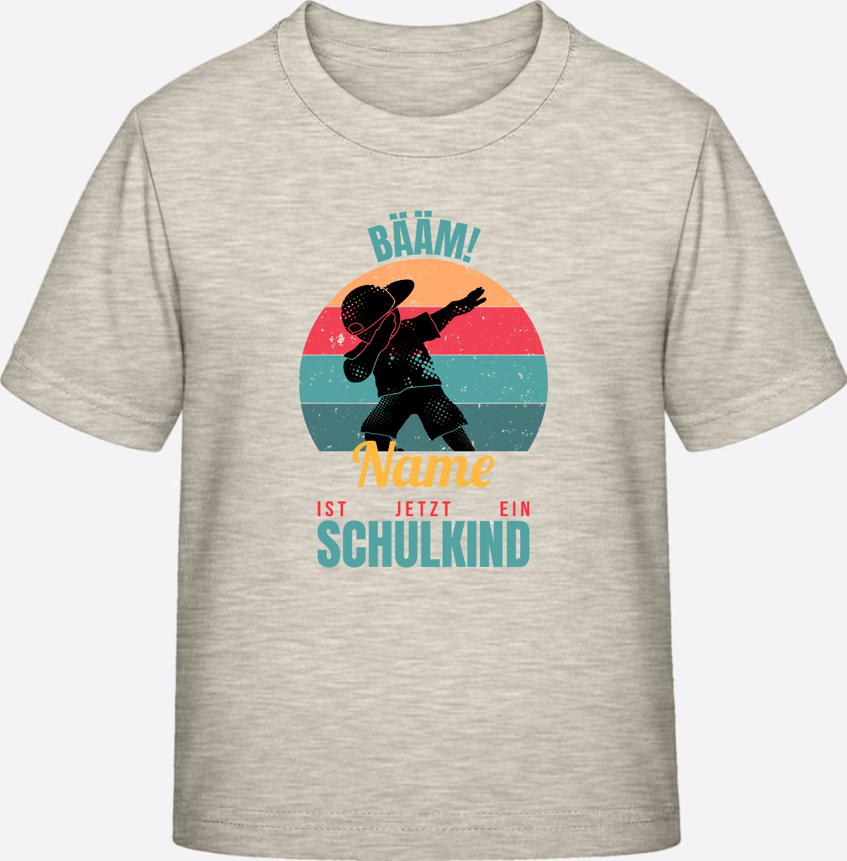 T-Shirt BÄÄM Schulkind mit Name – Geschenk zur Einschulung - Natural Raw