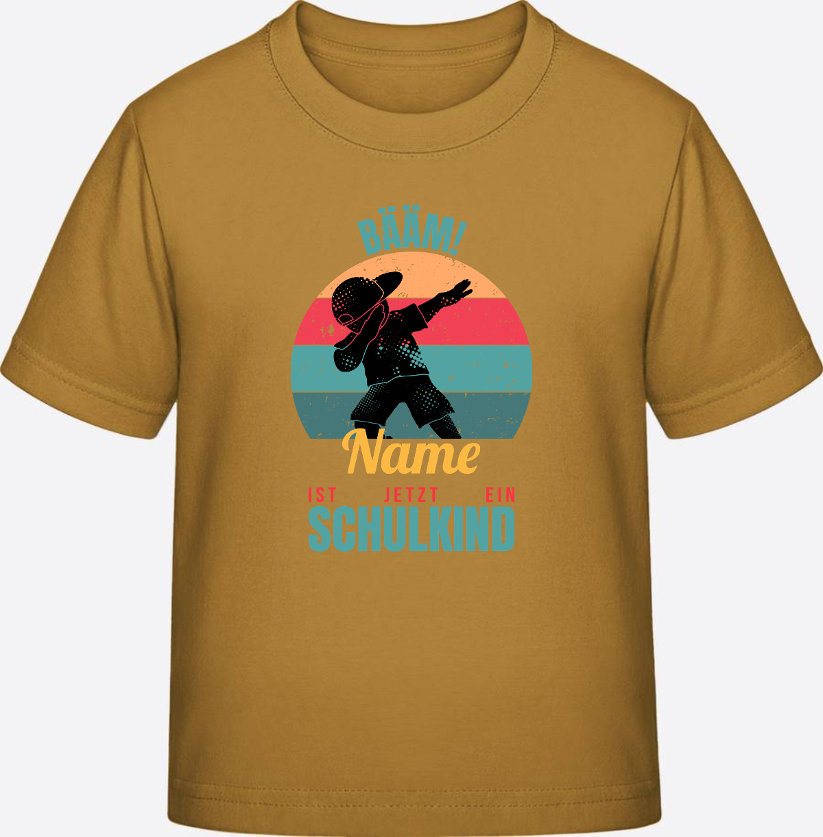 T-Shirt BÄÄM Schulkind mit Name – Geschenk zur Einschulung - Ochre