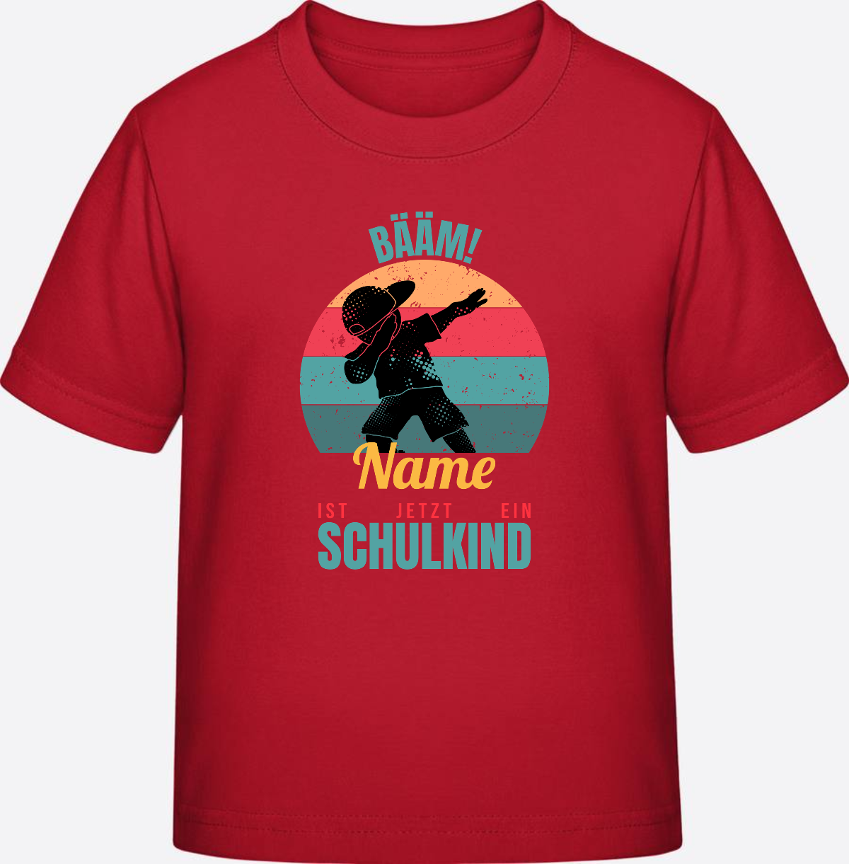 T-Shirt BÄÄM Schulkind mit Name – Geschenk zur Einschulung - Red