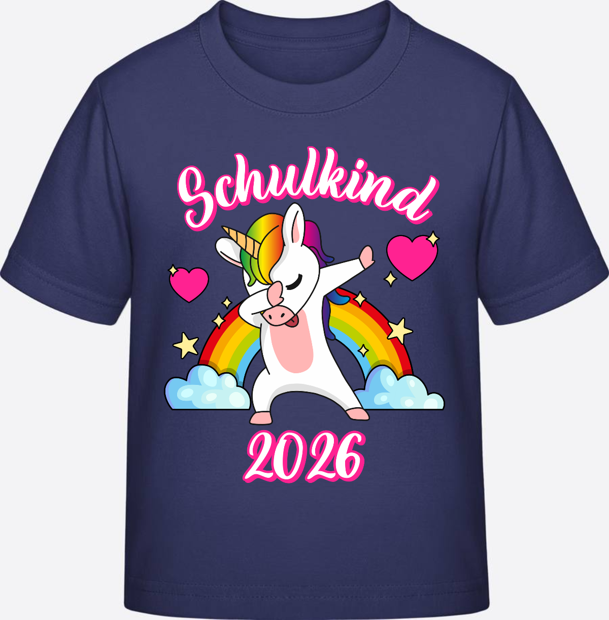 T-Shirt Einschulung 2025 – Schulkind Dabbing Einhorn Regenbogen - Indigo